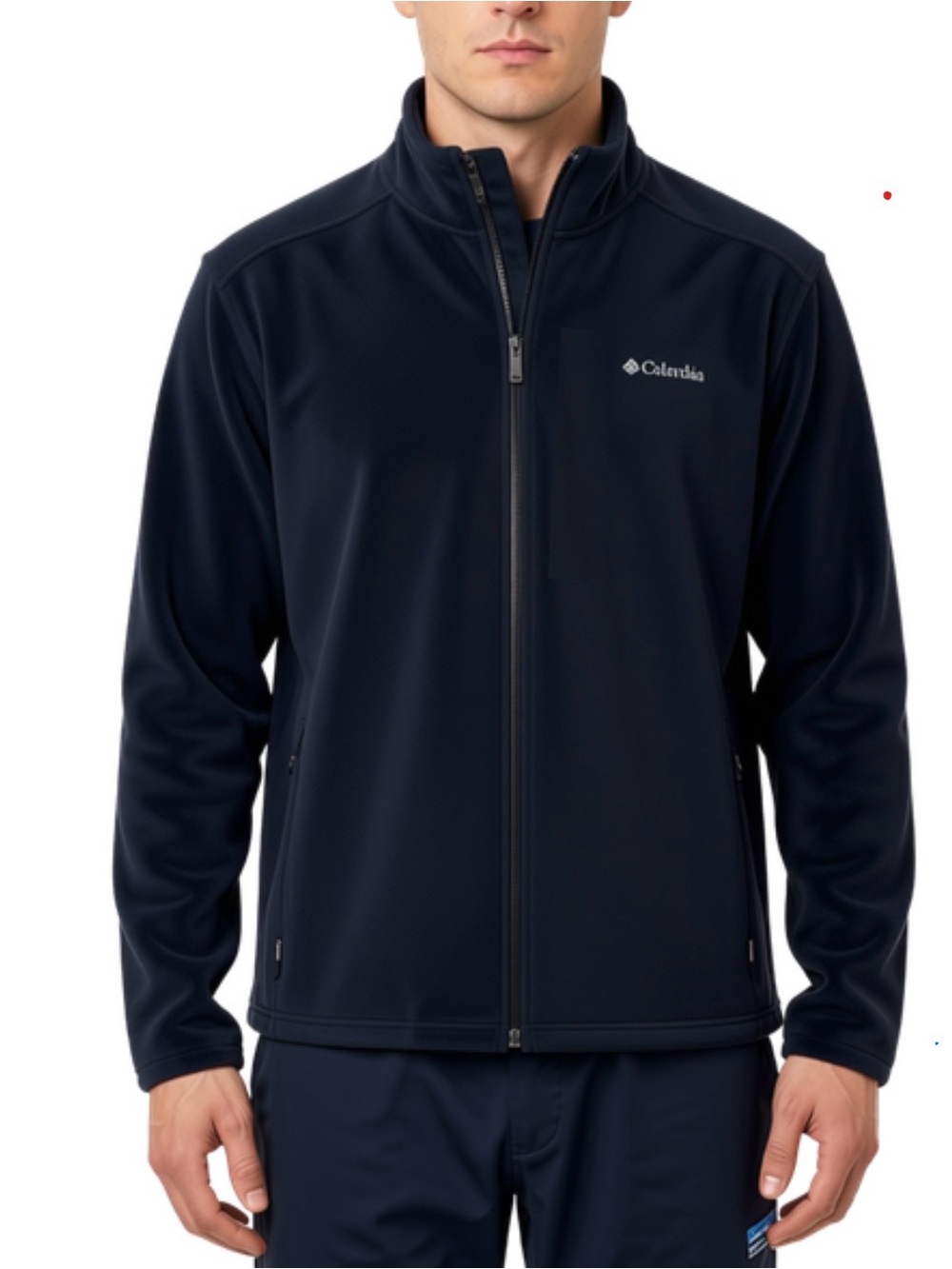 Columbia Men’s Black Full‑Zip Softshell Jacket, zippered stand collar Fleece